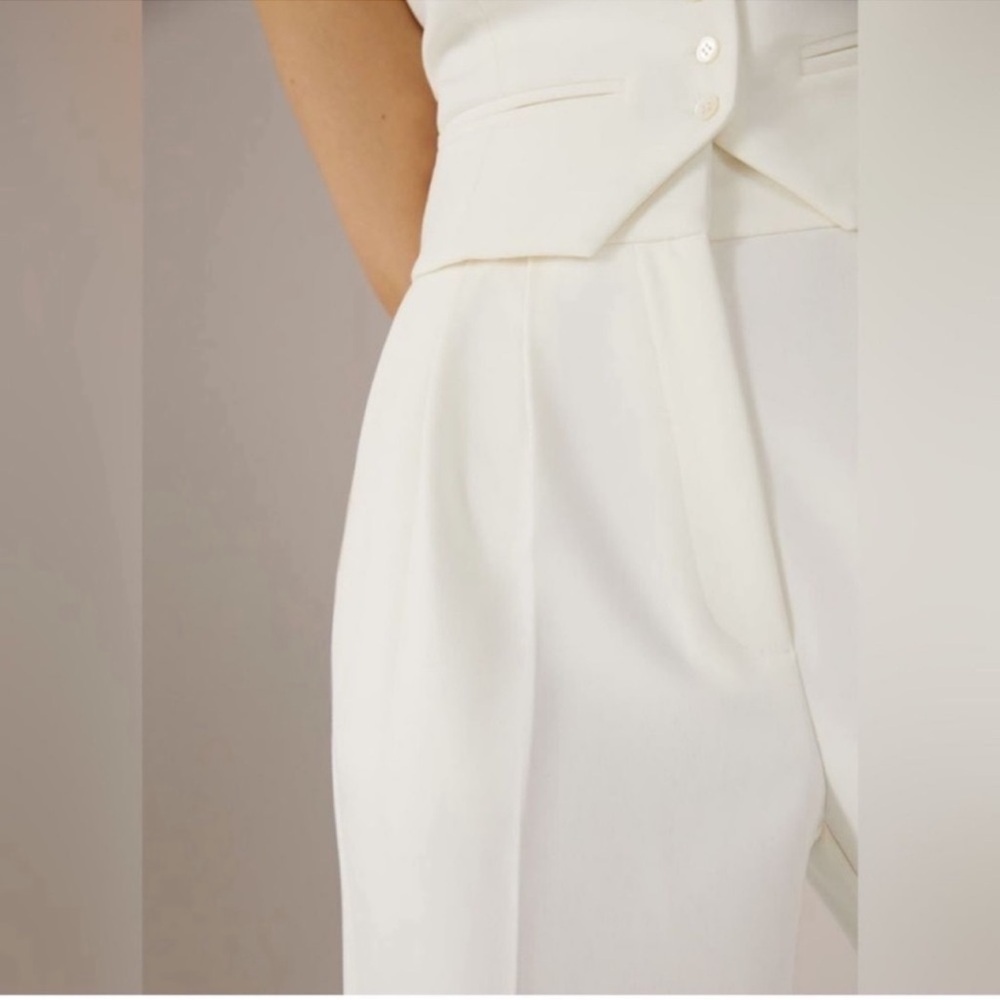 Anthropologie Favorite Daughter Ivory Wide Leg Trouser Pants Petite 8P NWT - Picture 4 of 8
